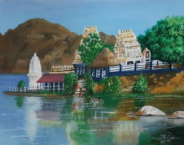Temple by river