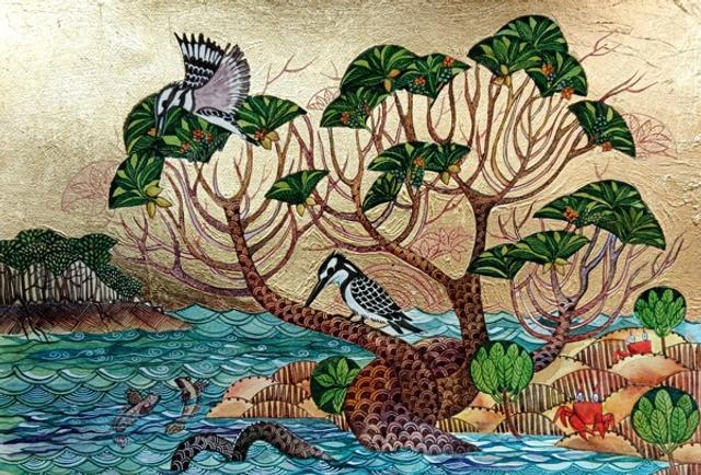Mangrove and pied kingfisher